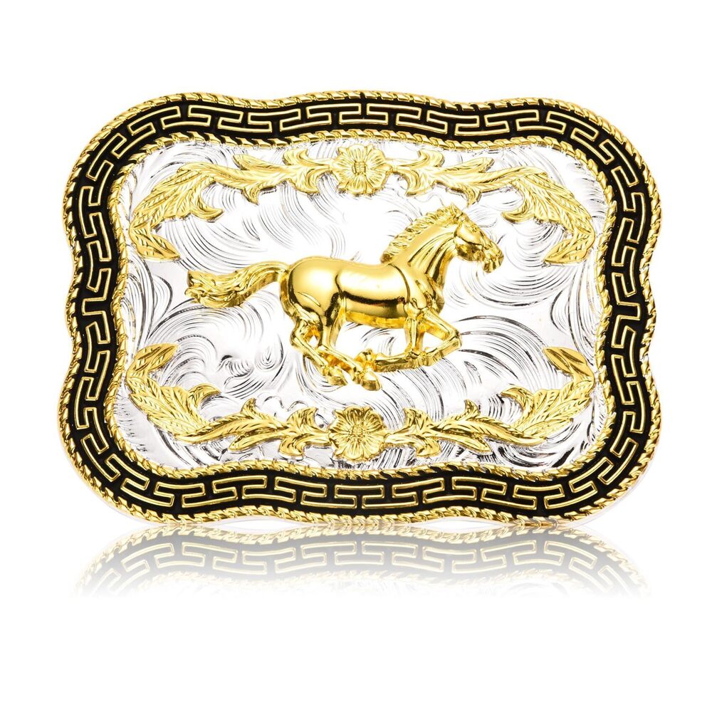 5372 Western Cowboy Horse Belt Buckle , Big Belt Buckles Golden Horse Belt